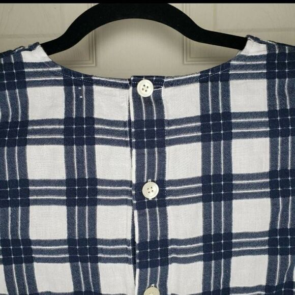 Madewell Plaid Button-Back Tie Tee size Medium - Picture 9 of 11